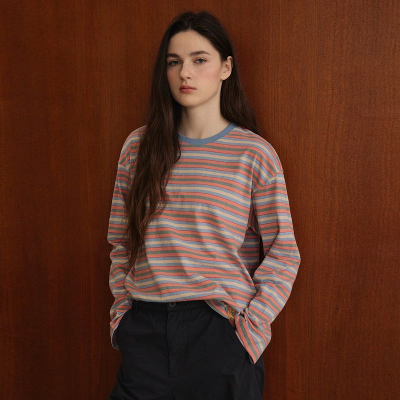 Studio & Parc（スタジオアンドパルク）の「マルチストライプTシャツ_ブルー（トップス）」