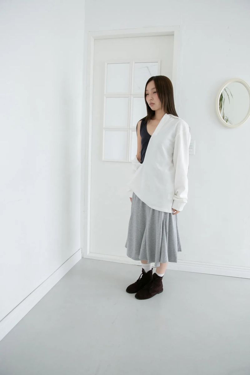 open button collar top(2colors)