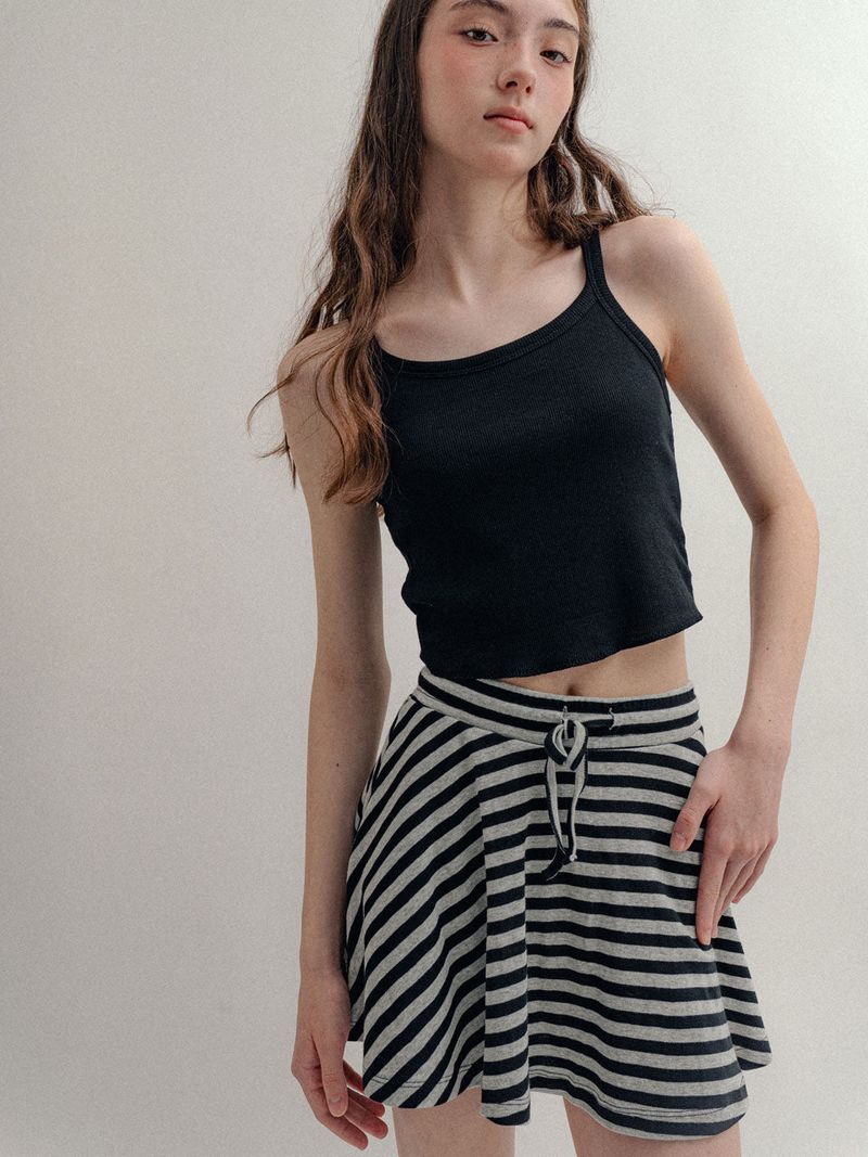 Striped Mini Skirt_Charcoal
