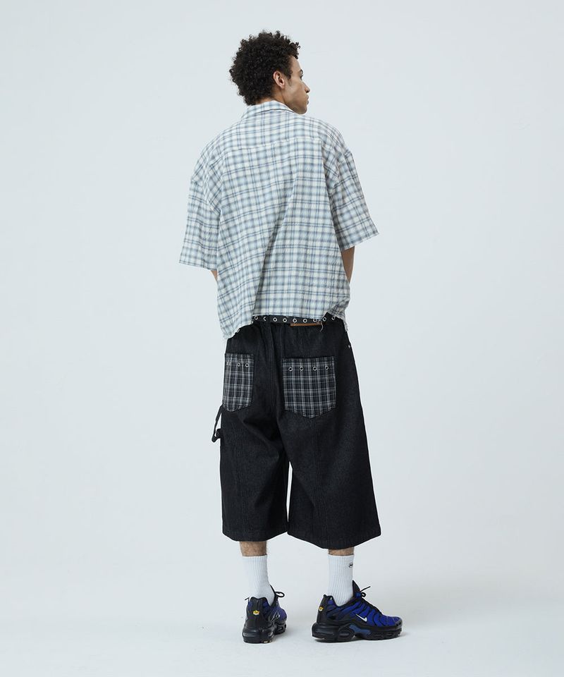 CHECK APPLIQUE HALF SHIRT