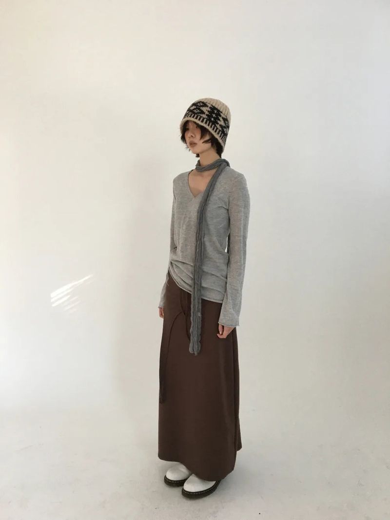 Ripi Side Button Knit+Scarf (4color)