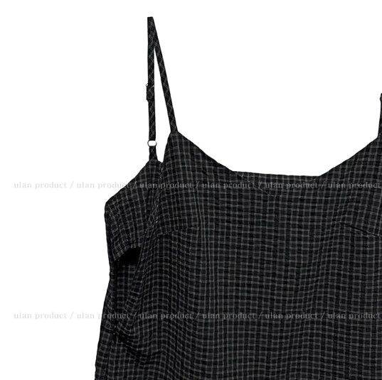Popo Check Bustier Unbalance One Piece