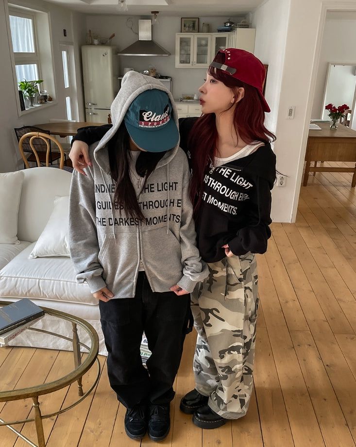 Moments Lettering Semi Crop Hood Zip-Up