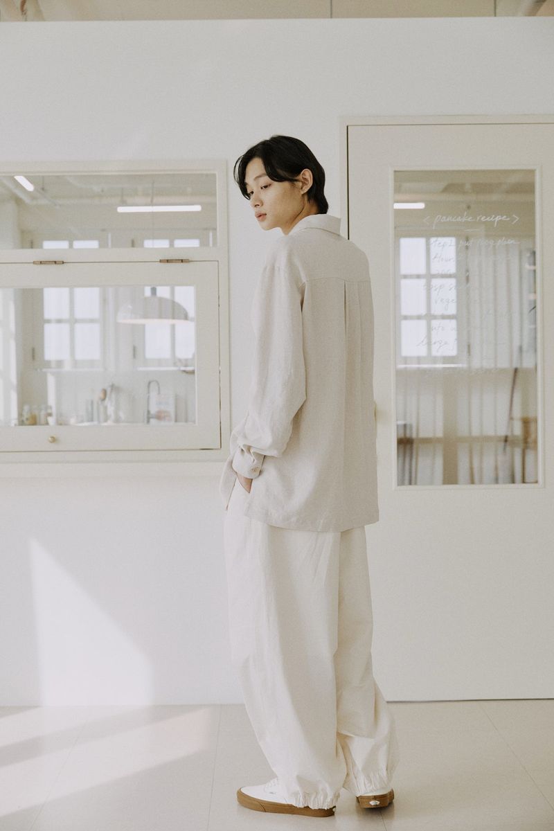 unisex linen patch shirts natural