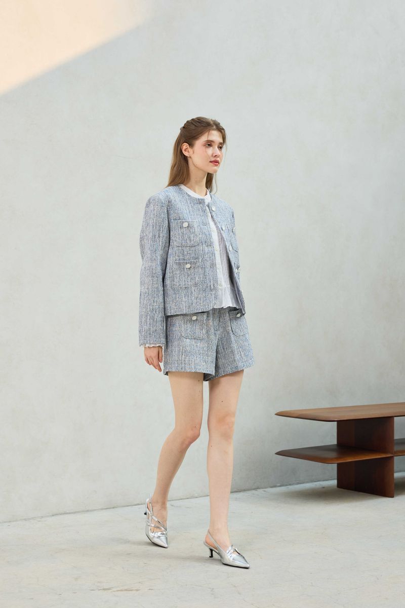 CHERISH TWEED JACKET / SKY BLUE