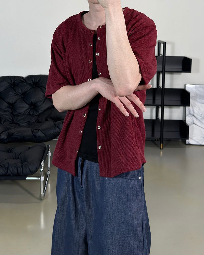 Ruric Rib Snap Half Sleeve Cardigan