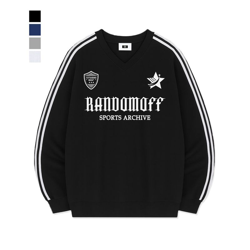 RANDOMOFF（ランダムオフ）の「スタークレストスポーティートラックVネックオーバーフィットスウェットシャツ (4color)（トップス）」