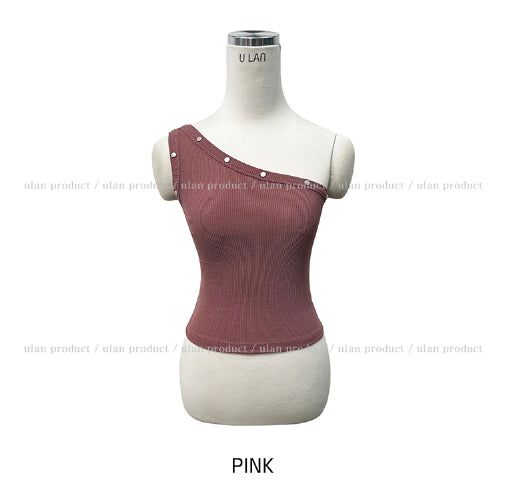Low rivet one shoulder sleeveless