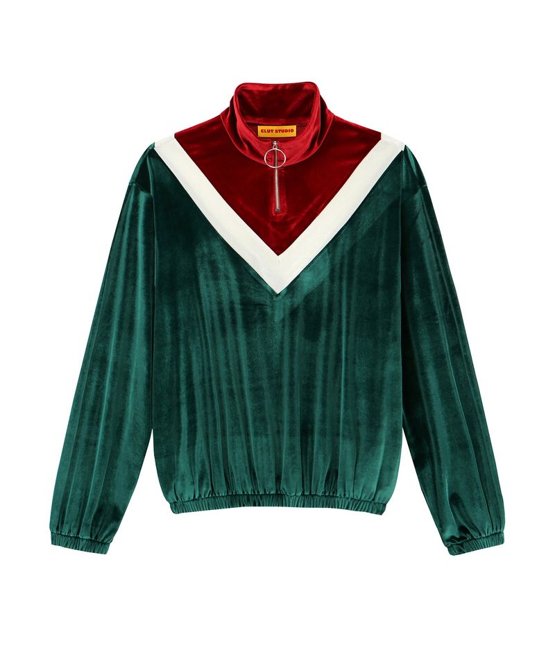 CLUT STUDIO(クラットスタジオ)の「velvet training zip-up top-GREEN(Tops)」
