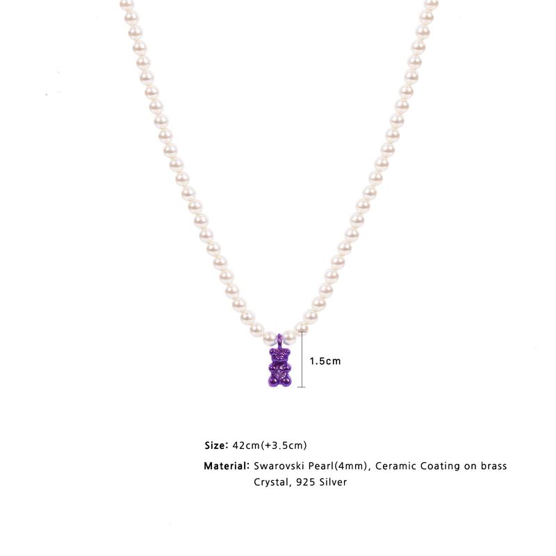 Petit Bear Pearl Necklace_Purple