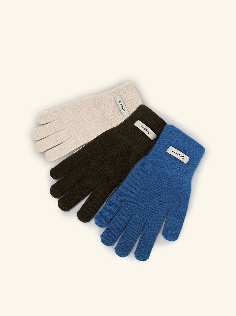 Label Finger Hole Short Glvoes