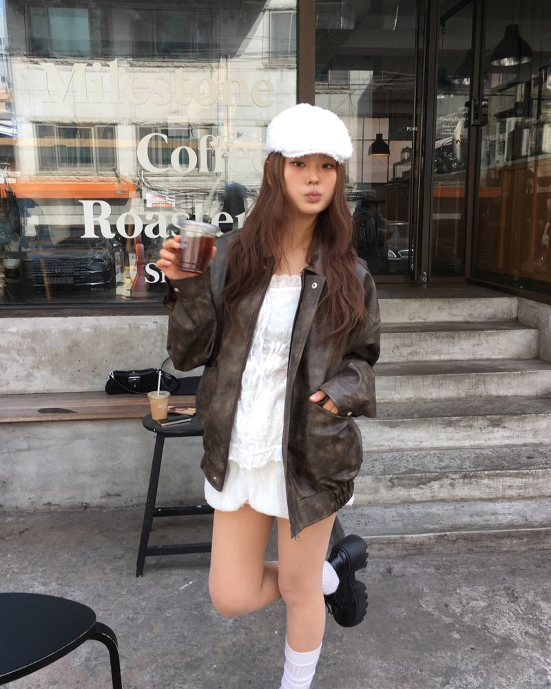 [Made] Rene leather jacket -brown