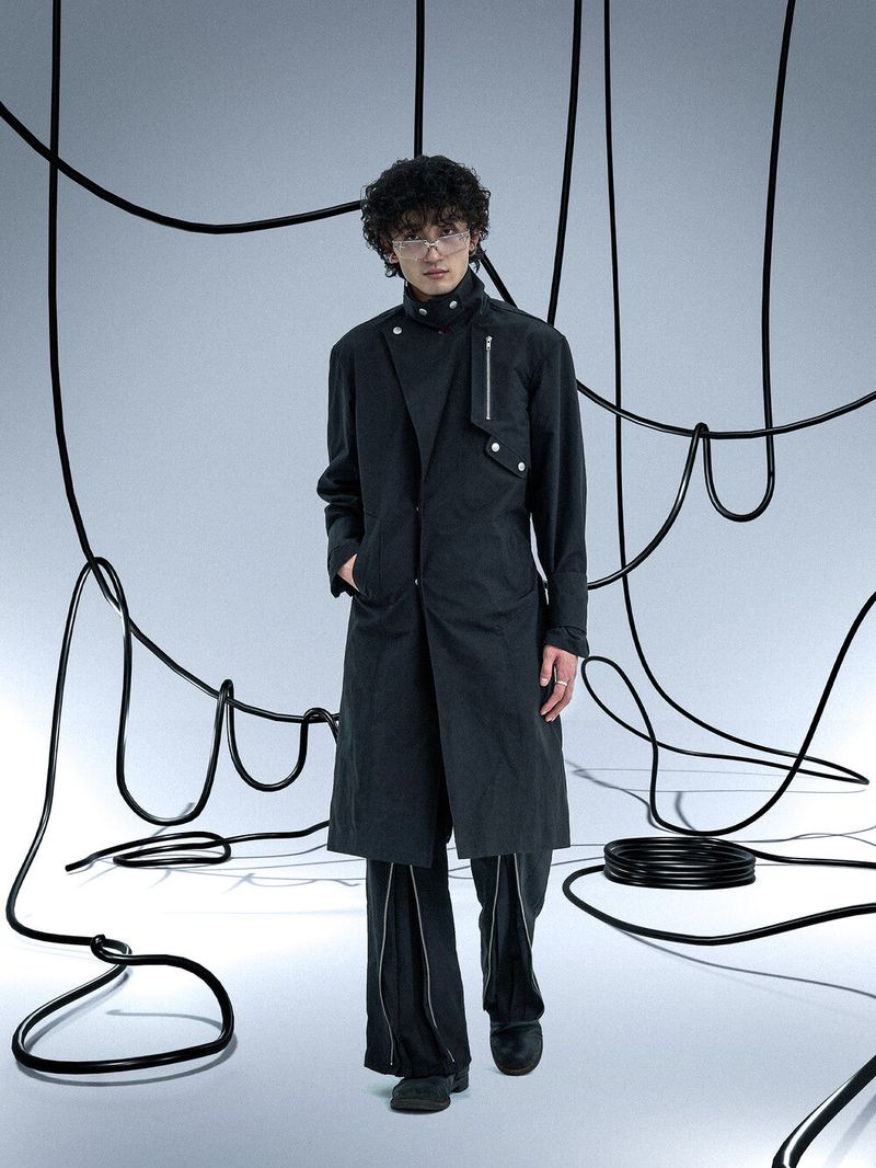 Ghost In The Shell Zip Pleat Pants (Black)