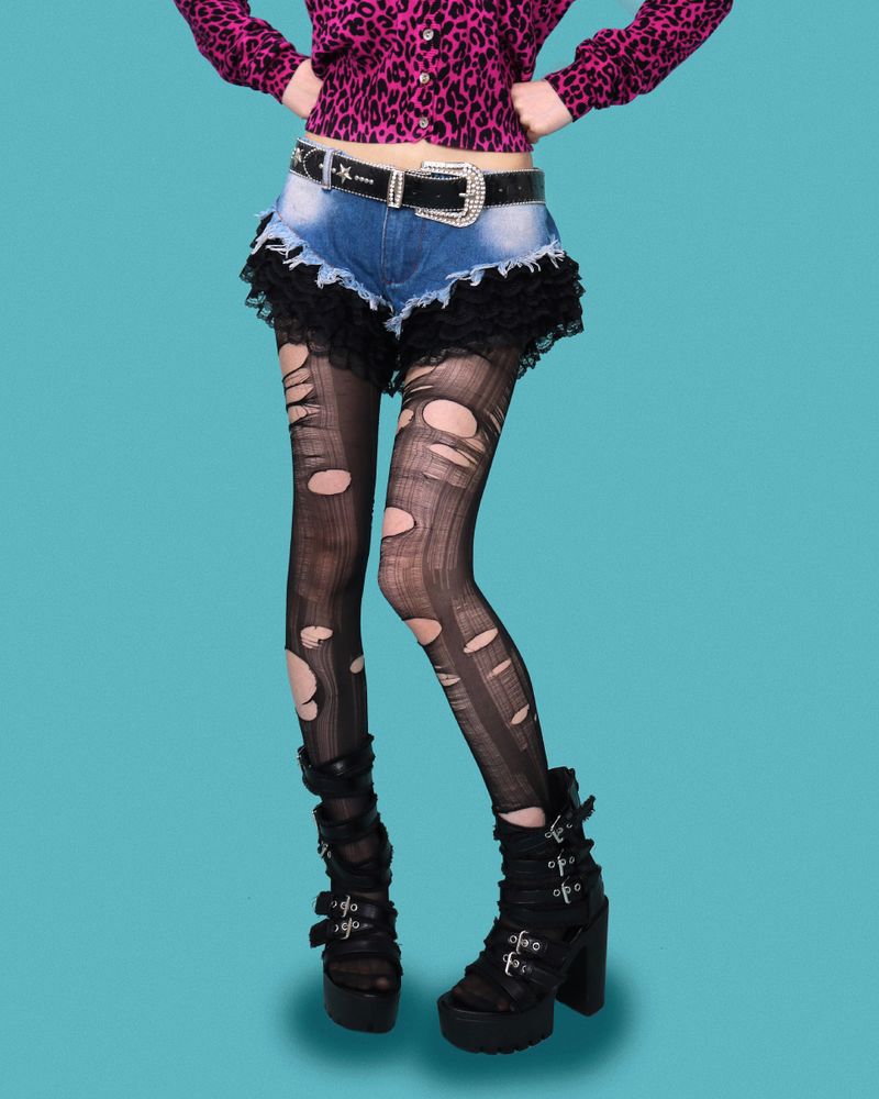 devil lace denim shorts