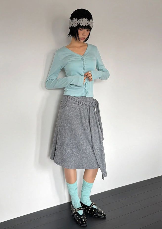KNOT TIE MIDI SKIRT