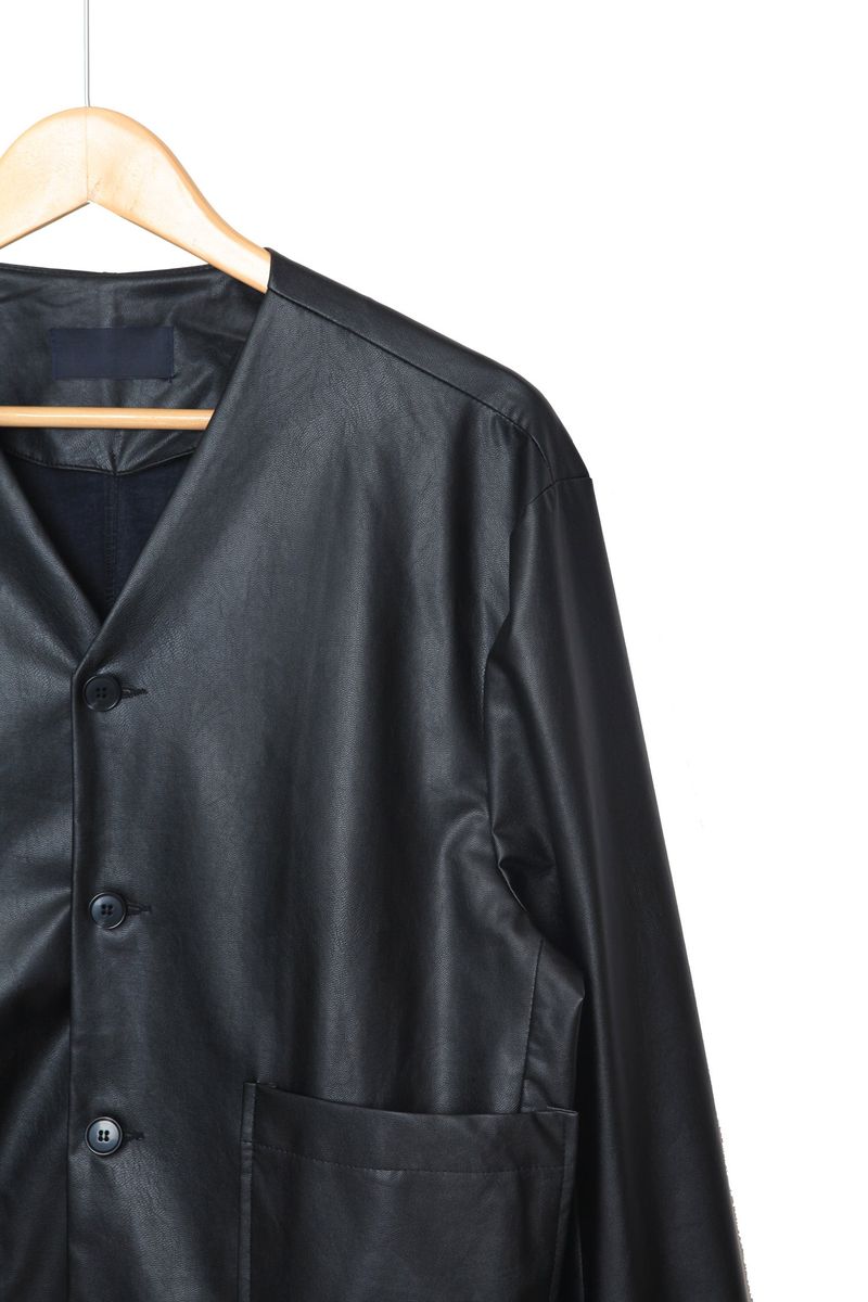 Crop leather cardigan