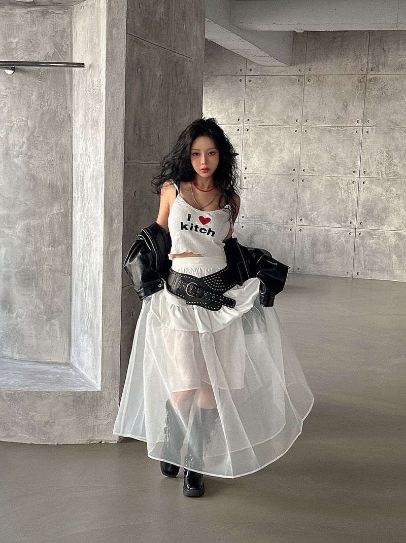 Delight-J（ディライトジェイ）の「cancan frill see-through see-through long skirt（Skirts）」
