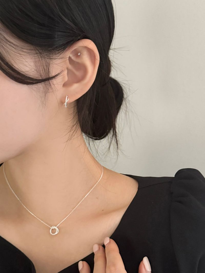 [Silver 925] wave ring earring necklace set