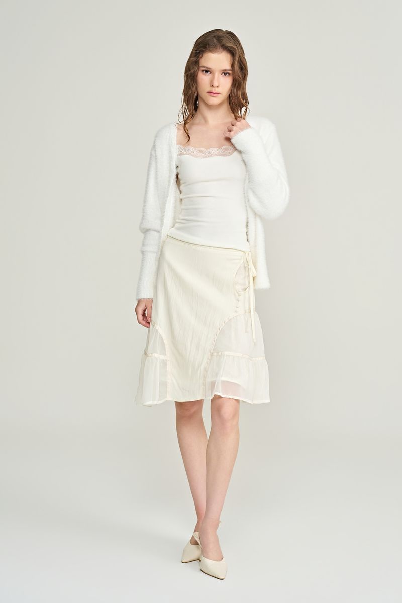 Souffle deep v-neck cardigan, Ivory
