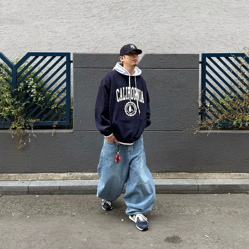 Real balloon washed denim pants