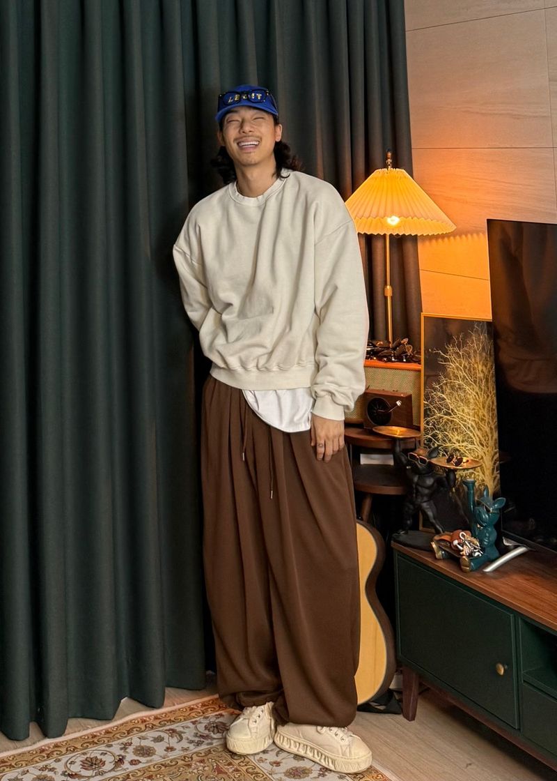 Double-pleated wide string pants 5COLOR