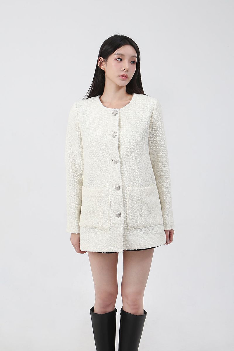 Classic Tweed Wool Belt Jacket