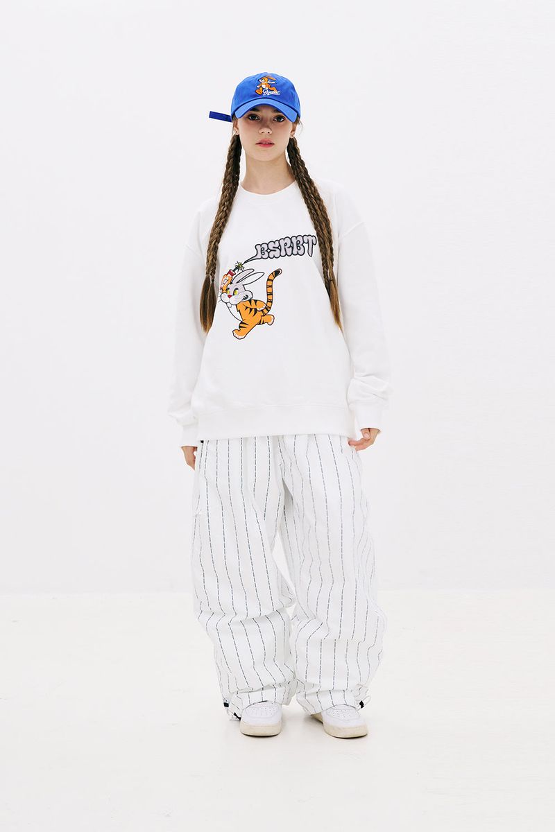 BSRBT TIGER RABBIT CREWNECK WHITE