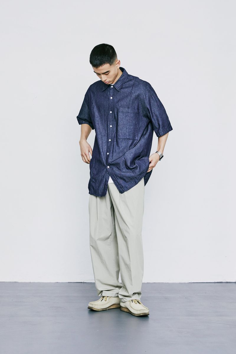 FRONT SEAM WASHED DENIM SHIRT INDIGO