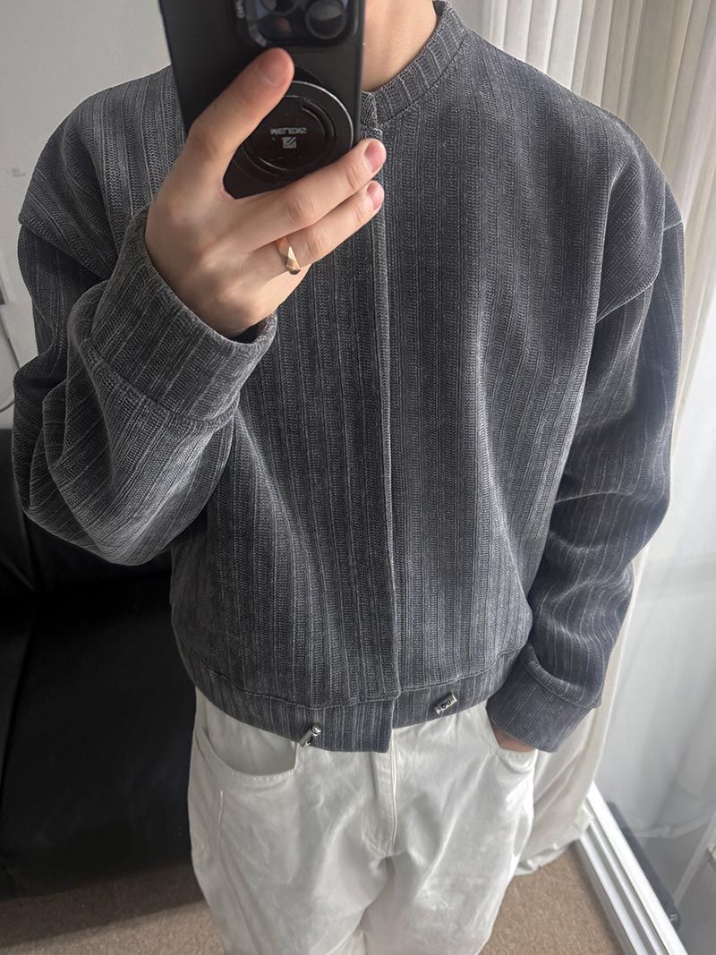 Velour Crop Cardigan (3color)