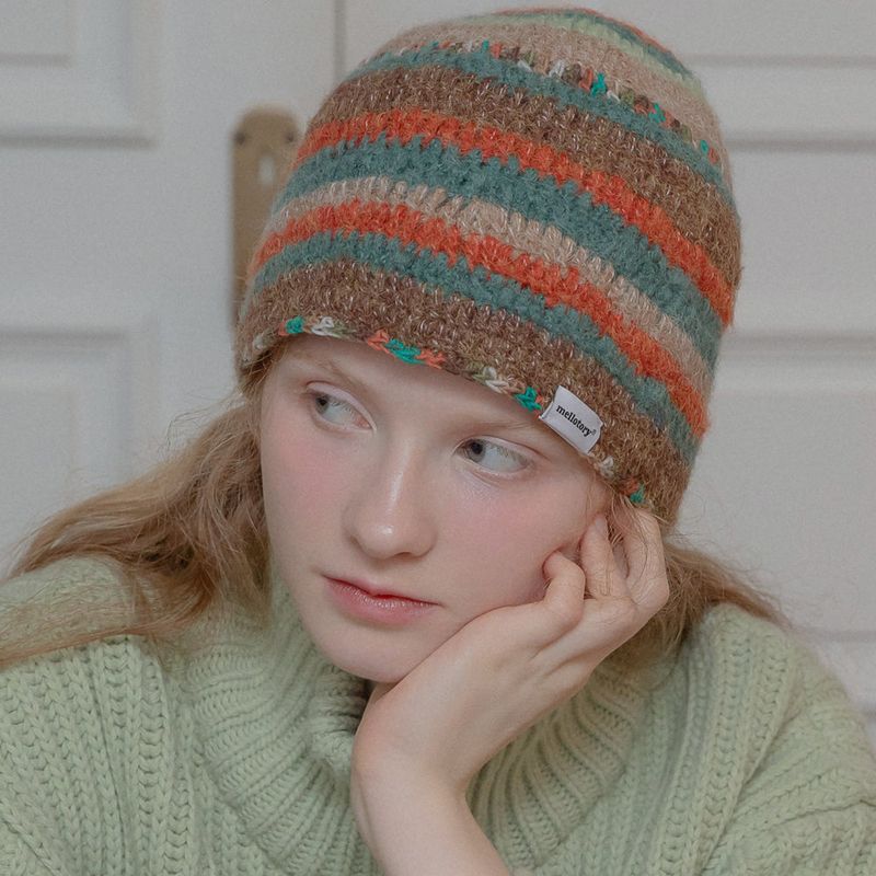 BOHEMIAN KNIT HAT (MIX ORANGE)