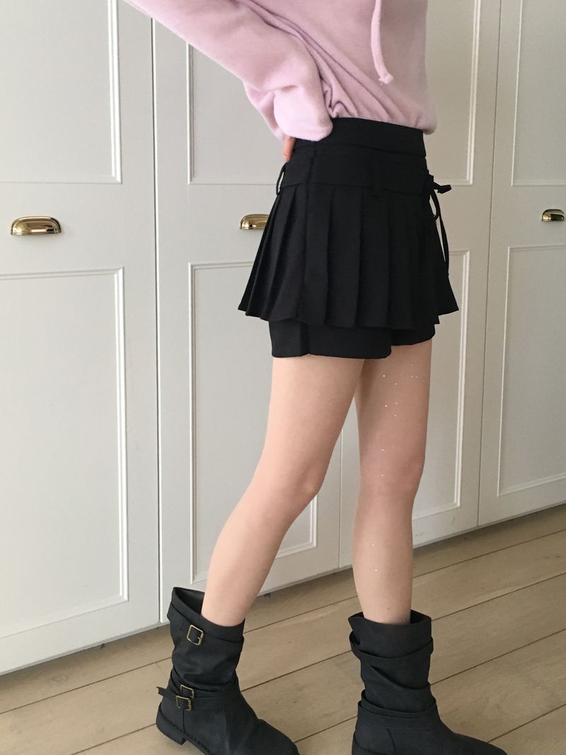 Wicca two-way ribbon pants pleated mini skirt