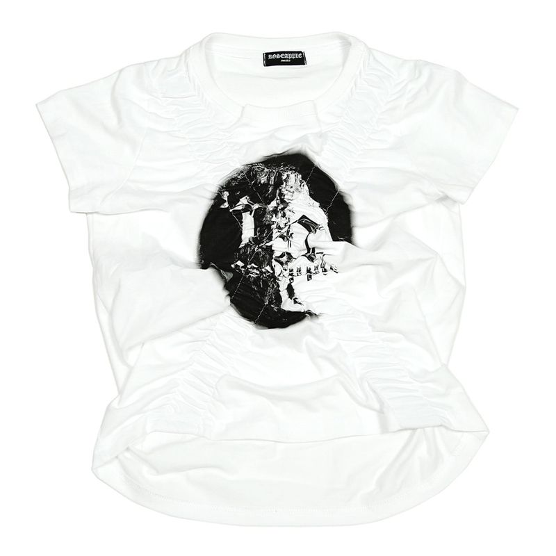 222 X shirring logo crop t - White