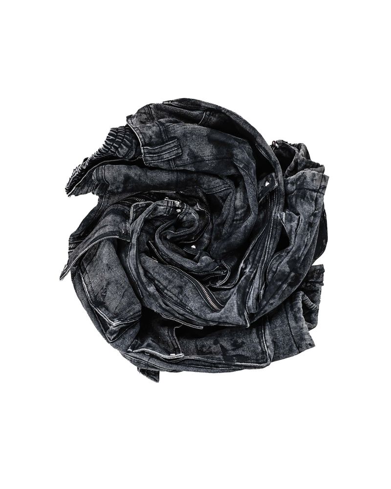 WASH-DENIM CARGO PANTS MULTI POCKET (Black)