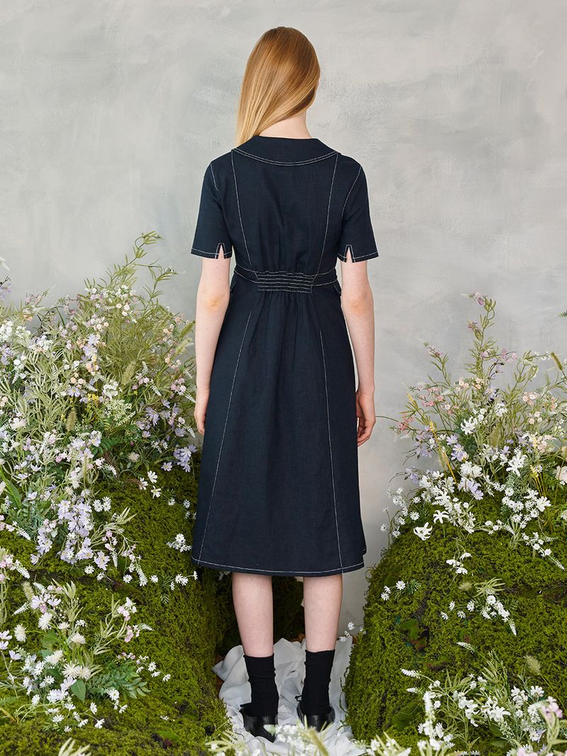 Two Button Collar Stitch Dress