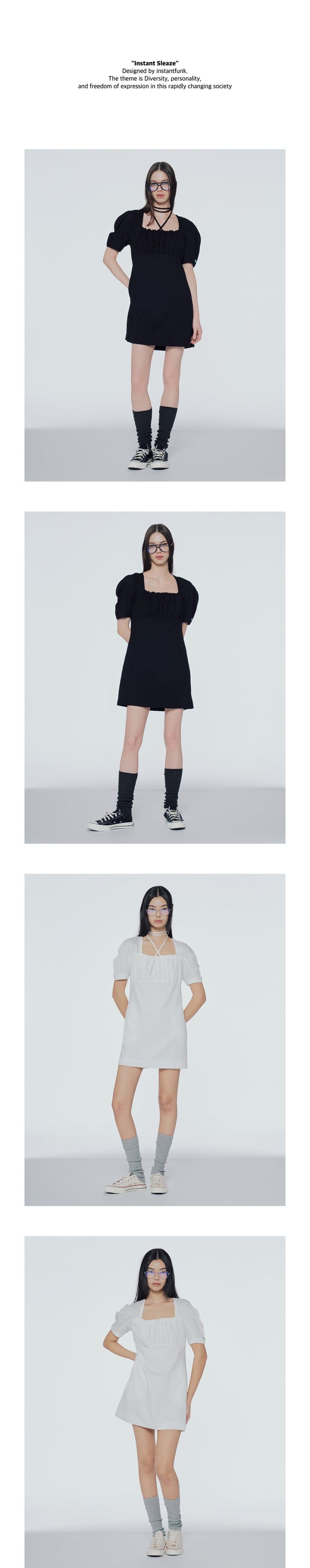 Strap square-neck mini dress
