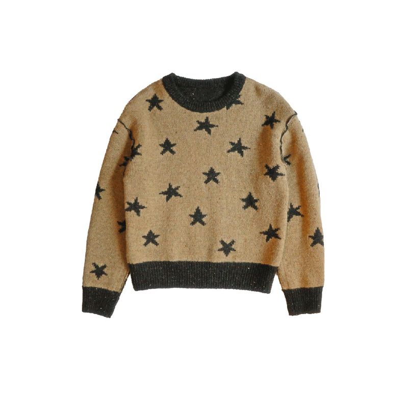 Two way Star Jacquard Knit (black/beige)