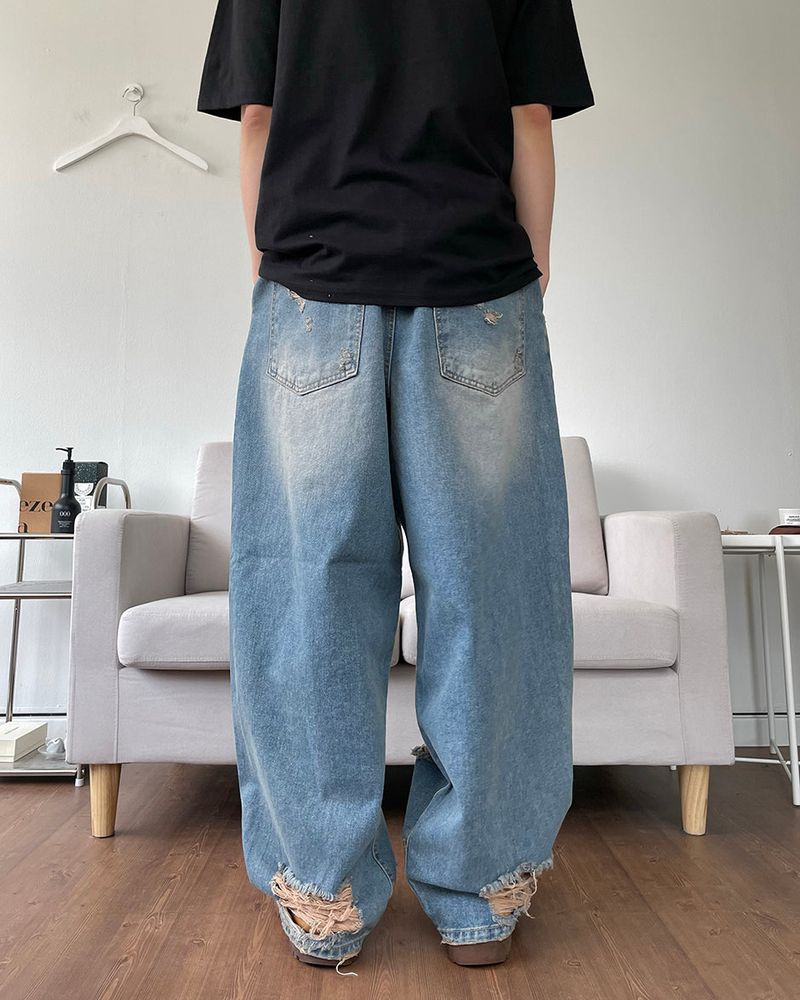 Damage Washing Denim Pants