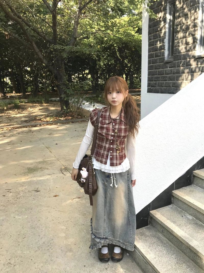 inall vintage denim skirt