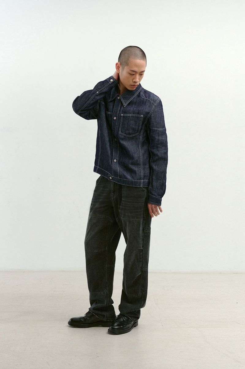 Incision Double Knee Carpenter Pants (Washed Black)