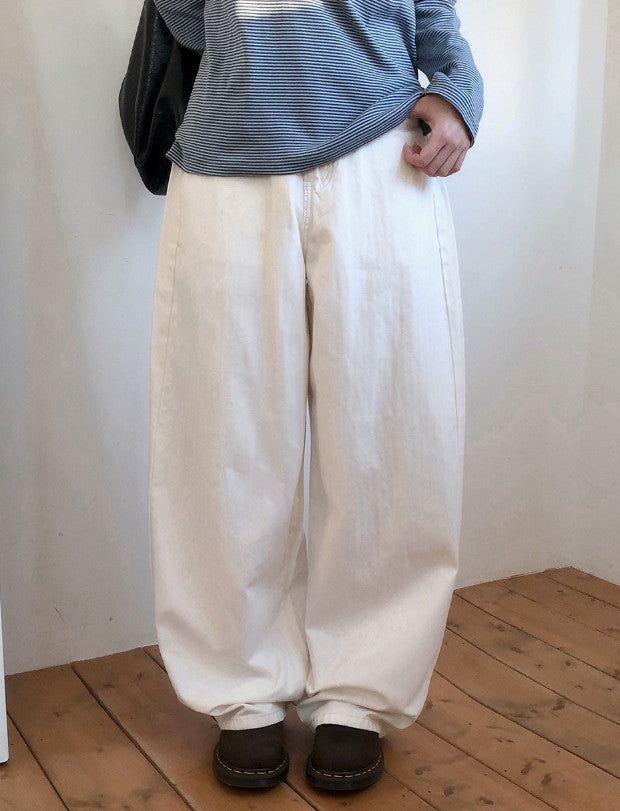 Backpoint Herringbone Cotton100 Wide Pants (2color)
