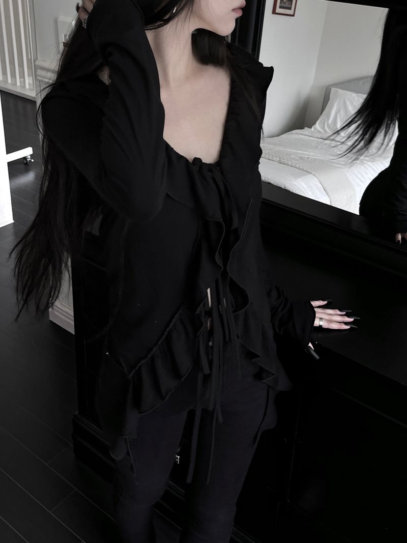 volli strap frill cardigan (2color)