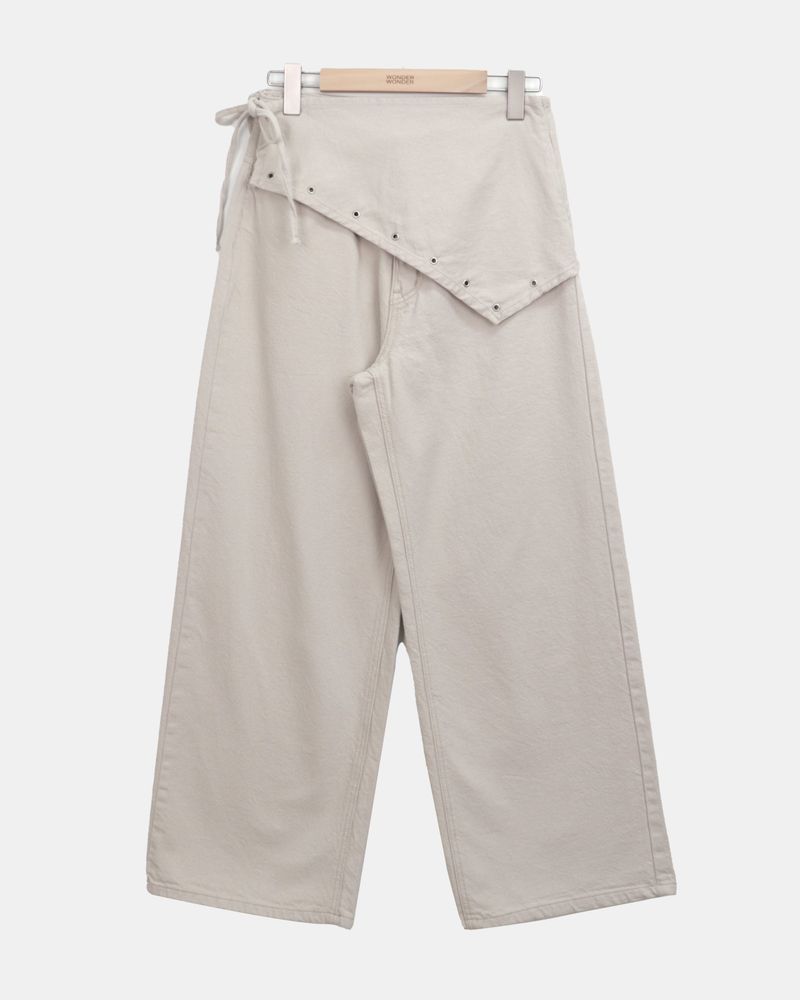Maon Eyelet Scarf-Layered Cotton Pants