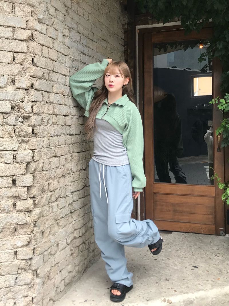 Crescent shirring cargo pants