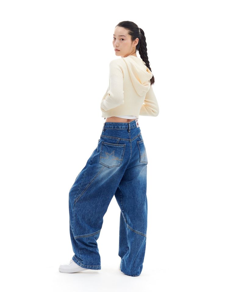PANEL LINE DENIM PANTS (BLUE)