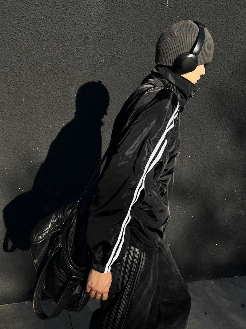 Lightweight High-Neck Side Track Wind Jacket 4color
