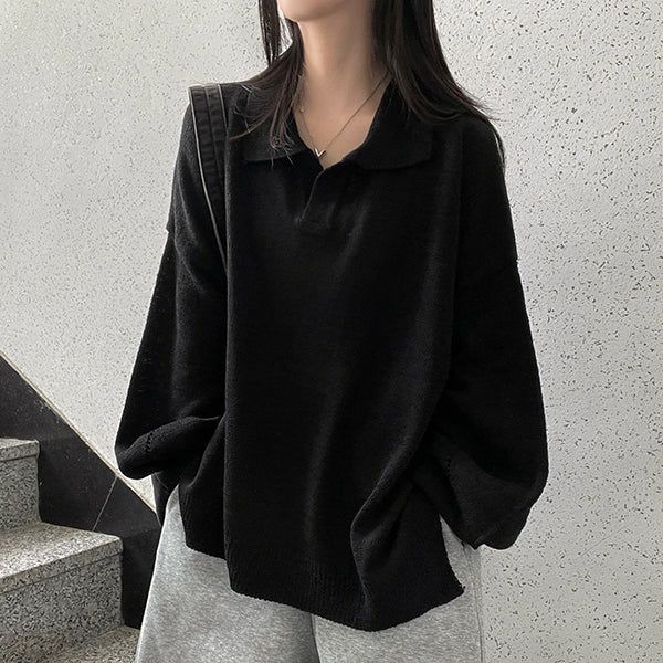 Nifty Bookle Oversized Fit Punching Collar Knitwear