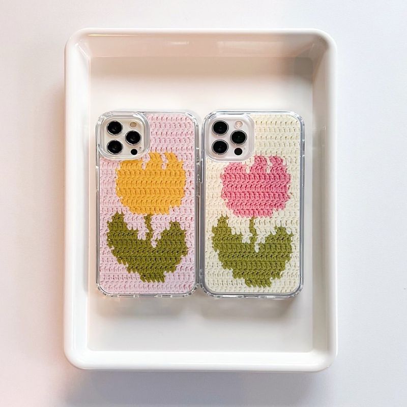 TULIP CROCHET HARD JELL CASE_PINK TULIP