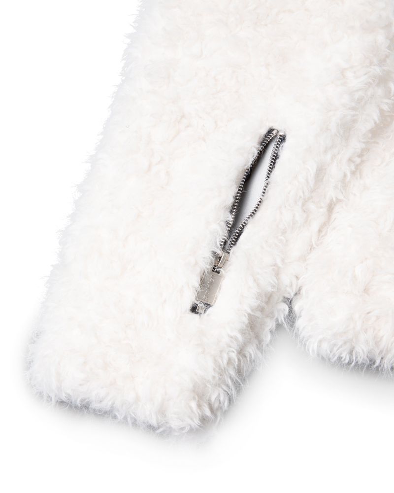 FAUX FUR MULTI ZIPPER WHITE JACKET