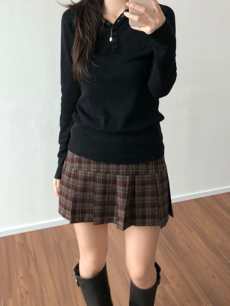 Fair Checkered Pleats Skirt (2 colors)