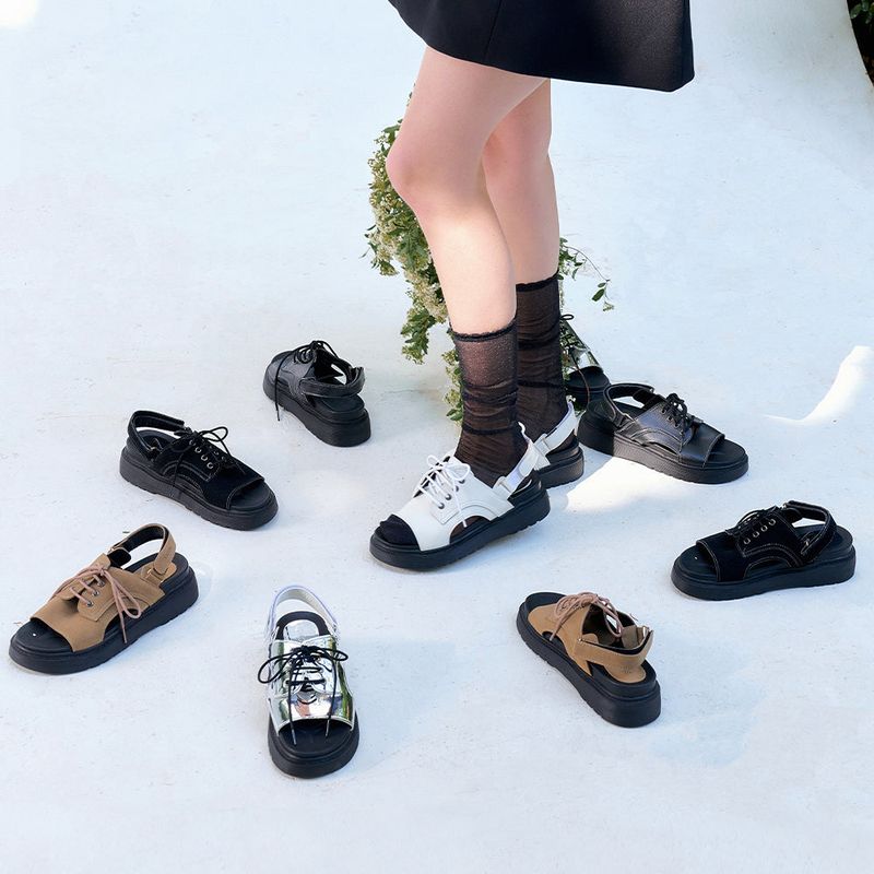 SHOEHI（シューハイ）の「Freya Lace-Up Velcro Sandal_S0545 (5Colors)（Shoes）」